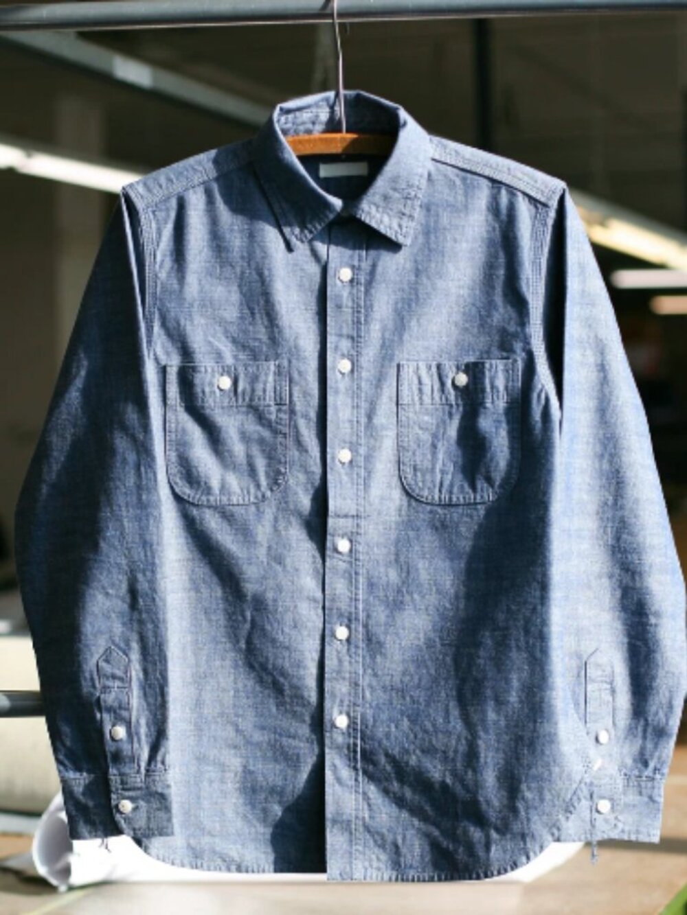 Unbranded Brand UBS435 Work Shirt - Selvedge Chambray - Blue Mens XXL